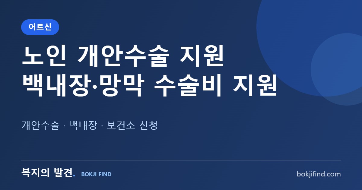 노인 개안수술 지원 총정리! 60세 이상 백내장·망막 수술비 본인부담 지원, 대상과 보건소 신청방법