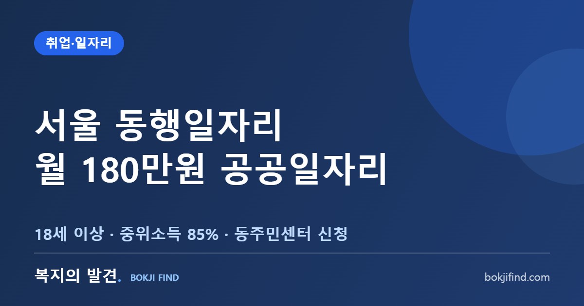 서울 동행일자리 신청 총정리! 하루 6시간 월 180만원 공공일자리, 자격·모집 시기와 2027 상반기 준비