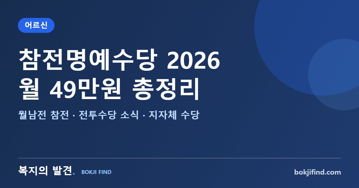 참전명예수당 2026 월 49만원 총정리! 월남전 참전 전투수당 소식, 지자체 수당과 신청방법